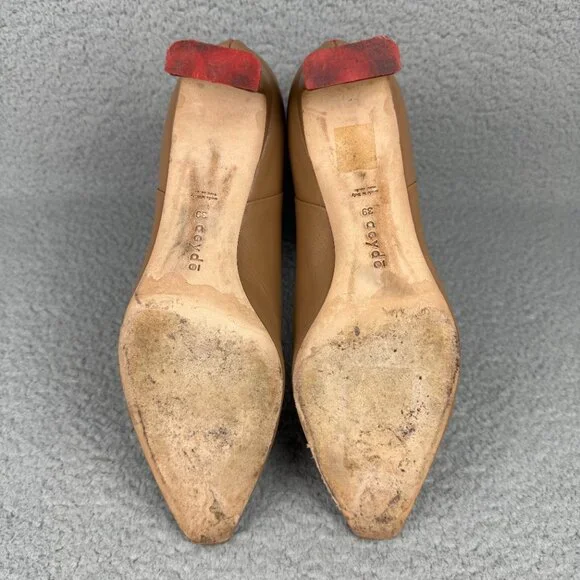 Aeyde Boots Womens 8 / EU 39 Shoes Tan Brown Ivy Leather Ankle Zip Booties Heels - Picture 7 of 11